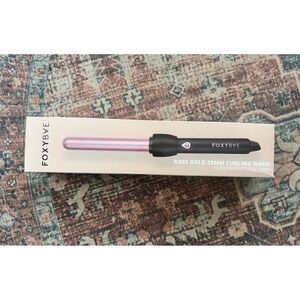 New in Box FoxyBabe Rose Gold 25mm Curling Wand Professional Ceramic Hair Curler